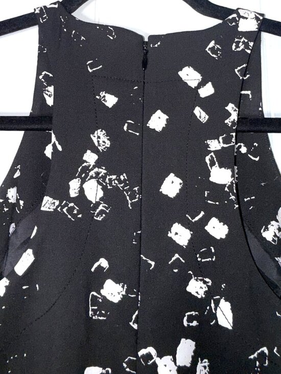 Elizabeth James Magdalena Fit Flare Rhinestone Jewel Ruffle Skater Black  Dress 4